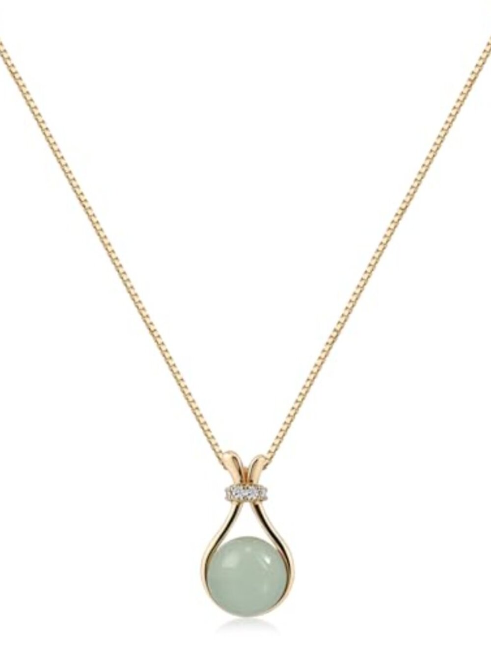 14K Gold Plated Jade Necklace for Women Lucky Bag Pendant Gift